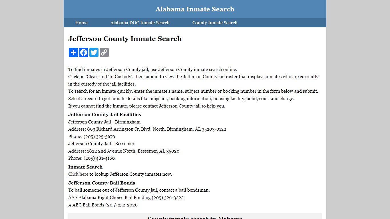 Jefferson County Inmate Search